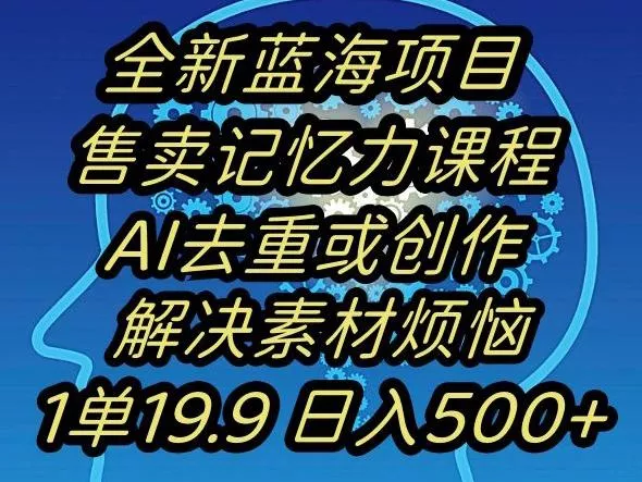 蓝海项目记忆力提升，AI去重，一单19.9日入500+【揭秘】-山河网创