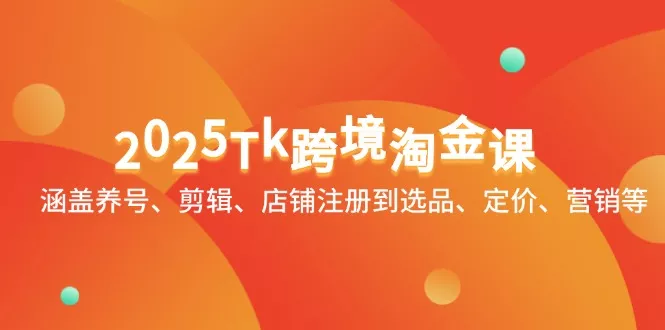 2025Tk跨境淘金课：涵盖养号、剪辑、店铺注册到选品、定价、营销等-山河网创