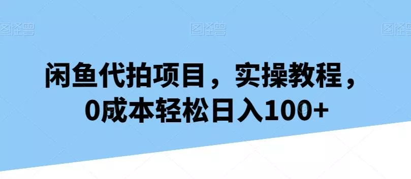 闲鱼代拍项目，实操教程，0成本轻松日入100+-山河网创