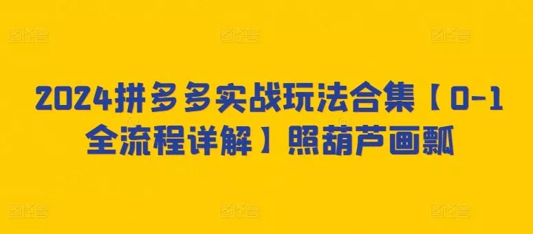 2024拼多多实战玩法合集【0-1全流程详解】照葫芦画瓢-山河网创