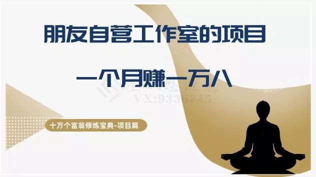 十万个富翁修炼宝典之16.朋友自营工作室的项目，一个月赚一万八-山河网创