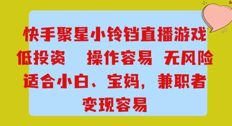 快手小铃铛游戏项目，低投入零风险，操作简单变现快-山河网创