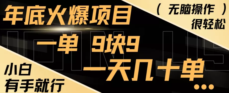 年底火爆项目，一单9.9，一天几十单，只需一部手机，傻瓜式操作，小白有手就行-山河网创