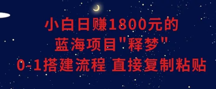 小白能日赚1800元的蓝海项目”释梦”0-1搭建流程可直接复制粘贴长期做【揭秘】-山河网创