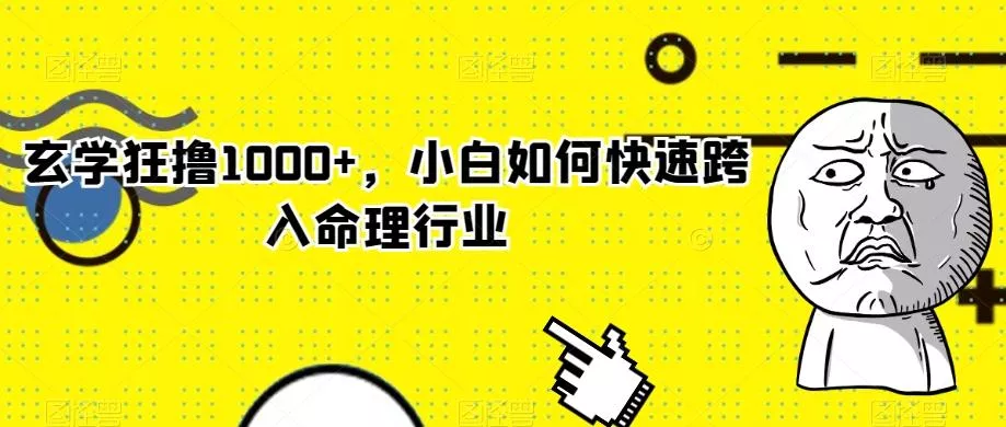 玄学狂撸1000+，小白如何快速跨入命理行业-山河网创