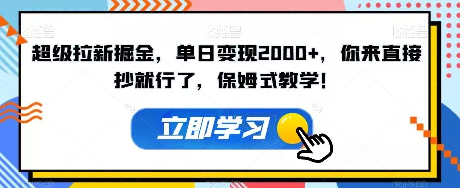 超级拉新掘金，单日变现2000+，你来直接抄就行了，保姆式教学！【揭秘】-山河网创