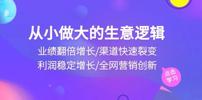 从小做大生意逻辑：业绩翻倍增长/渠道快速裂变/利润稳定增长/全网营销创新-山河网创