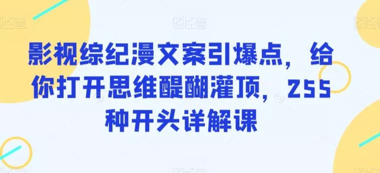 影视综纪漫文案引爆点，给你打开思维醍醐灌顶，255种开头详解课-山河网创
