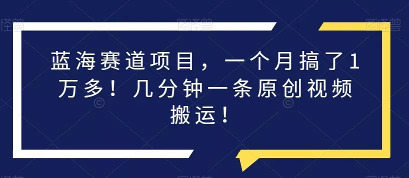 蓝海赛道项目，一个月搞了1万多！几分钟一条原创视频搬运！-山河网创