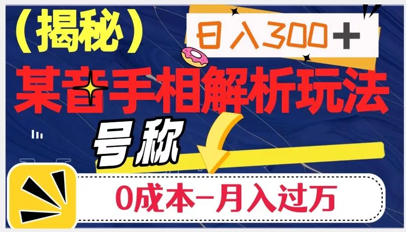 日入300+的，抖音手相解析玩法，号称0成本月入过万（揭秘）-山河网创