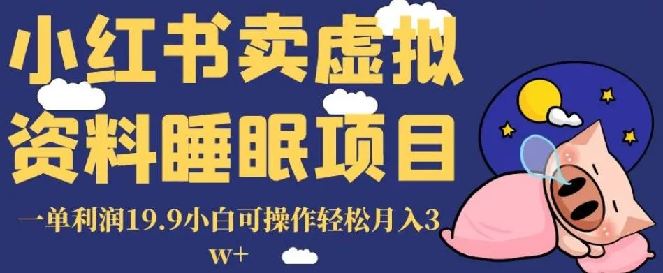 小红书卖虚拟资料睡眠项目，一单利润19.9小白可操作轻松月入3w+【揭秘】-山河网创