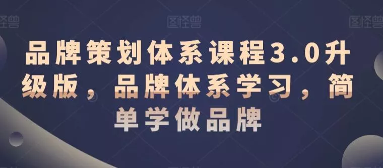 品牌策划体系课程3.0升级版，品牌体系学习，简单学做品牌-山河网创