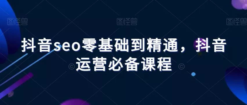 抖音seo零基础到精通，抖音运营必备课程-山河网创