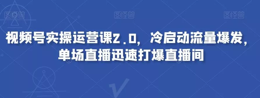 视频号实操运营课2.0，冷启动流量爆发，单场直播迅速打爆直播间-山河网创
