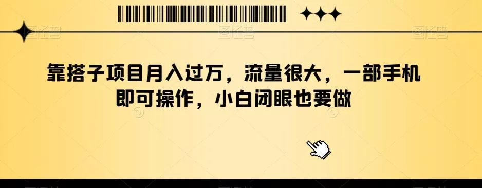 靠搭子项目月入过万，流量很大，一部手机即可操作，小白闭眼也要做-山河网创