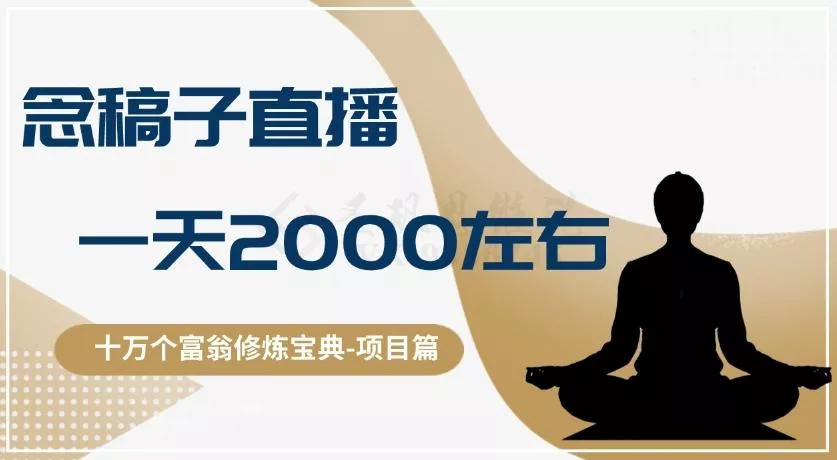 十万个富翁修炼宝典之3.念稿子直播，一天2000左右-山河网创