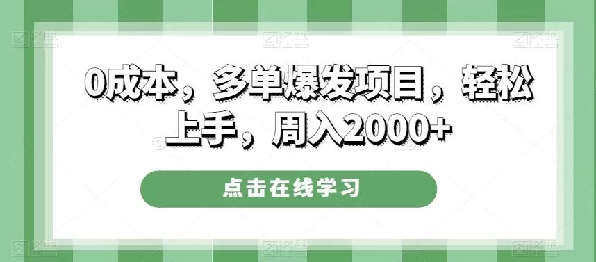 0成本，多单爆发项目，轻松上手，周入2000+-山河网创