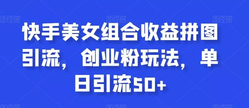 快手美女组合收益拼图引流，创业粉玩法，单日引流50+【揭秘】-山河网创