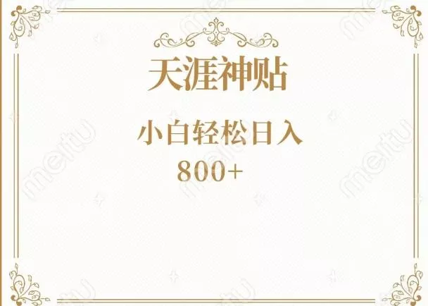 神级项目！天涯神贴再现江湖！小白轻松入手，三个月变现10w+-山河网创