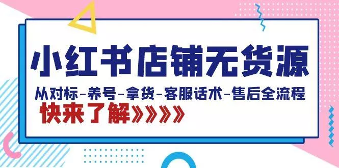 小红书店铺无货源：从对标-养号-拿货-客服话术-售后全流程(20节课)-山河网创