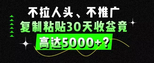 不拉人头、不推广，复制粘贴30天收益竟高达5000+？-山河网创