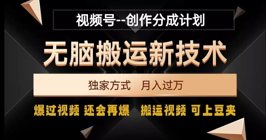 视频号无脑搬运新技术，破原创壕流量，独家方式，爆过视频，还会再爆【揭秘】-山河网创