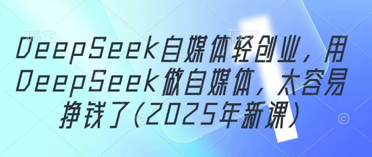 DeepSeek自媒体轻创业，用DeepSeek做自媒体，太容易挣钱了(2025年新课)-山河网创