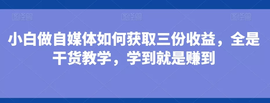 小白做自媒体如何获取三份收益，全是干货教学，学到就是赚到-山河网创