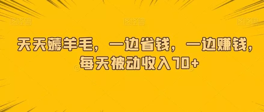 天天薅羊毛，一边省钱，一边赚钱，每天被动收入70+-山河网创
