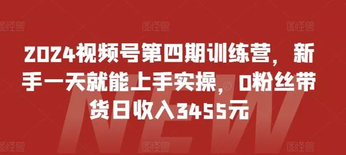 2024视频号第四期训练营，新手一天就能上手实操，0粉丝带货日收入3455元-山河网创