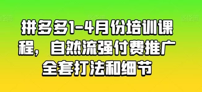 拼多多1-4月份培训课程，自然流强付费推广全套打法和细节-山河网创