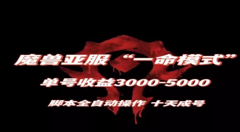 魔兽亚服一命模式，10天成号-单号3千-5千，脚本全自动操作，保姆级教学【揭秘】-山河网创