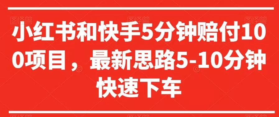 小红书和快手5分钟赔付100项目，最新思路5-10分钟快速下车【仅揭秘】-山河网创