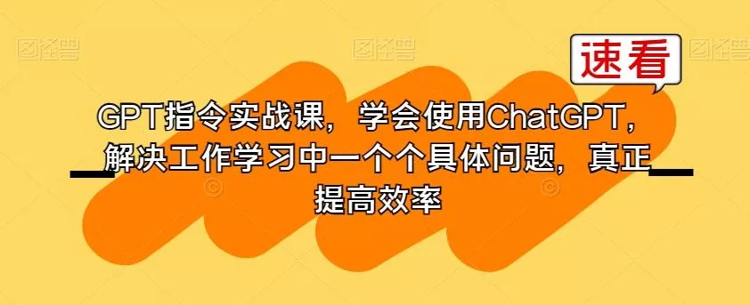 GPT指令实战课，学会使用ChatGPT，解决工作学习中一个个具体问题，真正提高效率-山河网创