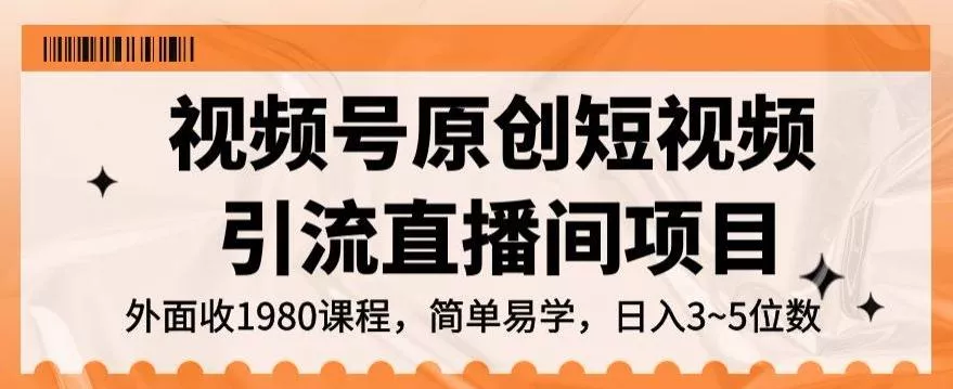 视频号原创短视频引流直播间项目，日入3~5五位数【揭秘】-山河网创