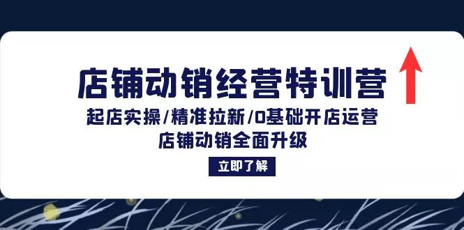 店铺动销经营特训营：起店实操/精准拉新/0基础开店运营/店铺动销全面升级-山河网创