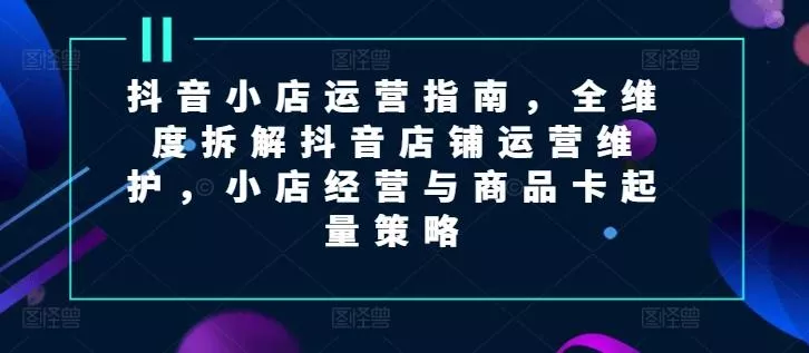 抖音小店运营指南，全维度拆解抖音店铺运营维护，小店经营与商品卡起量策略-山河网创
