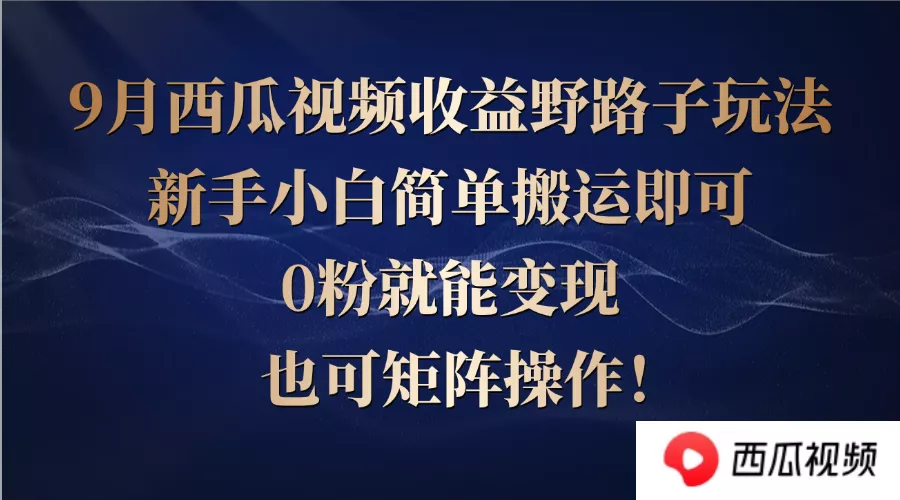 西瓜视频收益野路子玩法，新手小白简单搬运即可，0粉就能变现，也可矩…-山河网创