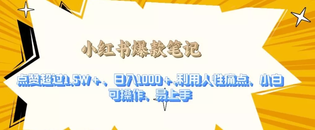 利用人性的痛点，打造爆款笔记，获得点赞超过1.5W+，日入1k【揭秘】-山河网创