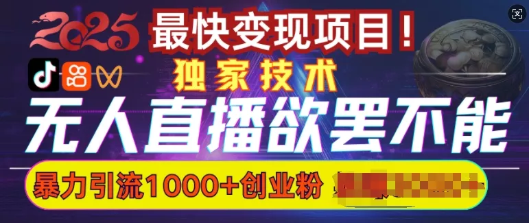 欲罢不能的无人直播引流，超暴力日引流1000+高质量精准创业粉-山河网创