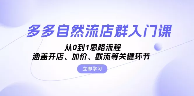 多多自然流店群入门课，从0到1思路流程，涵盖开店、加价、截流等关键环节-山河网创