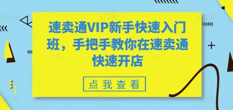速卖通VIP新手快速入门班，手把手教你在速卖通快速开店-山河网创