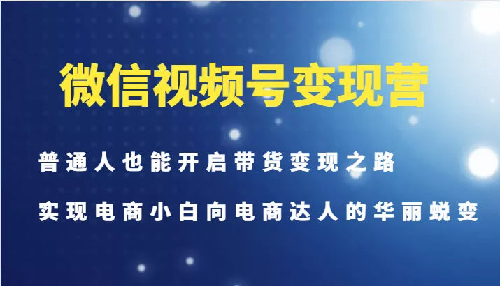 微信视频号变现营-普通人也能开启带货变现之路，实现电商小白向电商达人的华丽蜕变-山河网创
