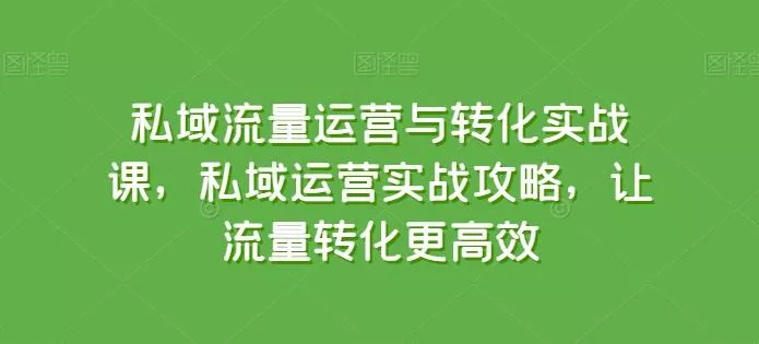 私域流量运营与转化实战课，私域运营实战攻略，让流量转化更高效-山河网创