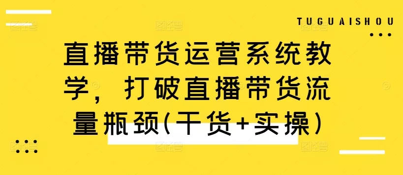 直播带货运营系统教学，打破直播带货流量瓶颈(干货+实操)-山河网创