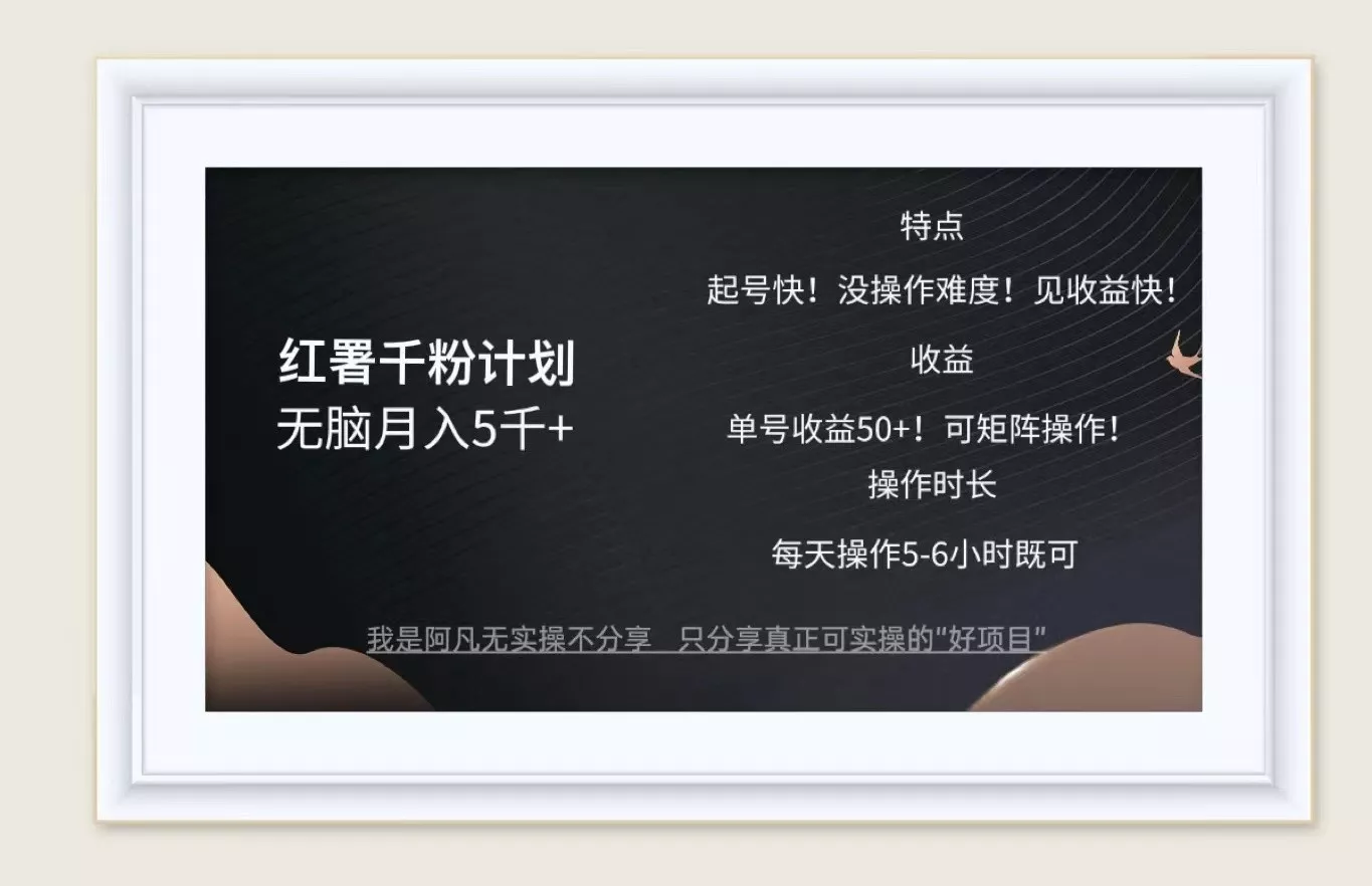 红薯千粉计划无脑月入5千+！既做既赚！-山河网创