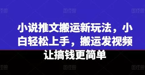 小说推文搬运新玩法，小白轻松上手，搬运发视频让搞钱更简单-山河网创