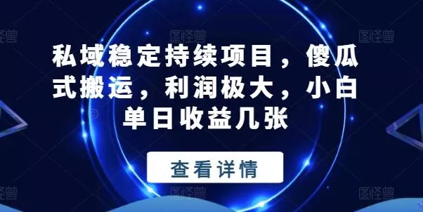 私域稳定持续项目，傻瓜式搬运，利润极大，小白单日收益几张【揭秘】-山河网创
