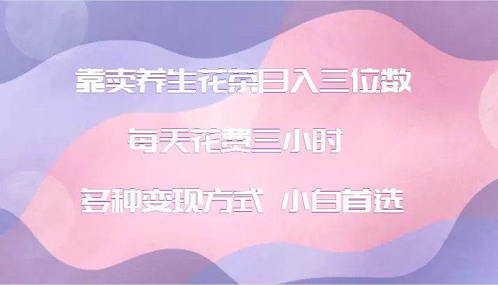 靠卖养生花茶日入三位数，每天花费三小时 多种变现方式 小白首选-山河网创