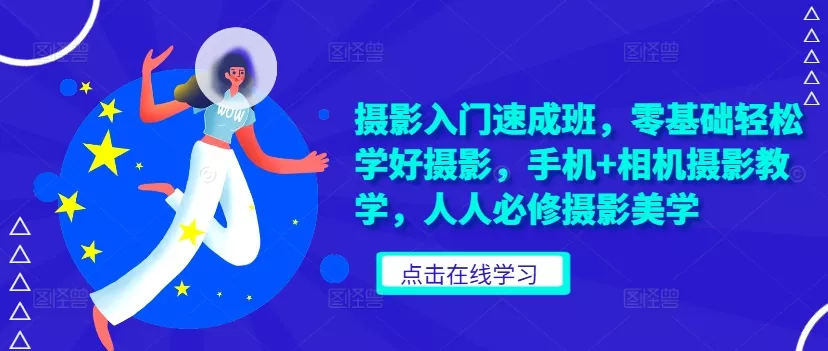 摄影入门速成班，零基础轻松学好摄影，手机+相机摄影教学，人人必修摄影美学-山河网创
